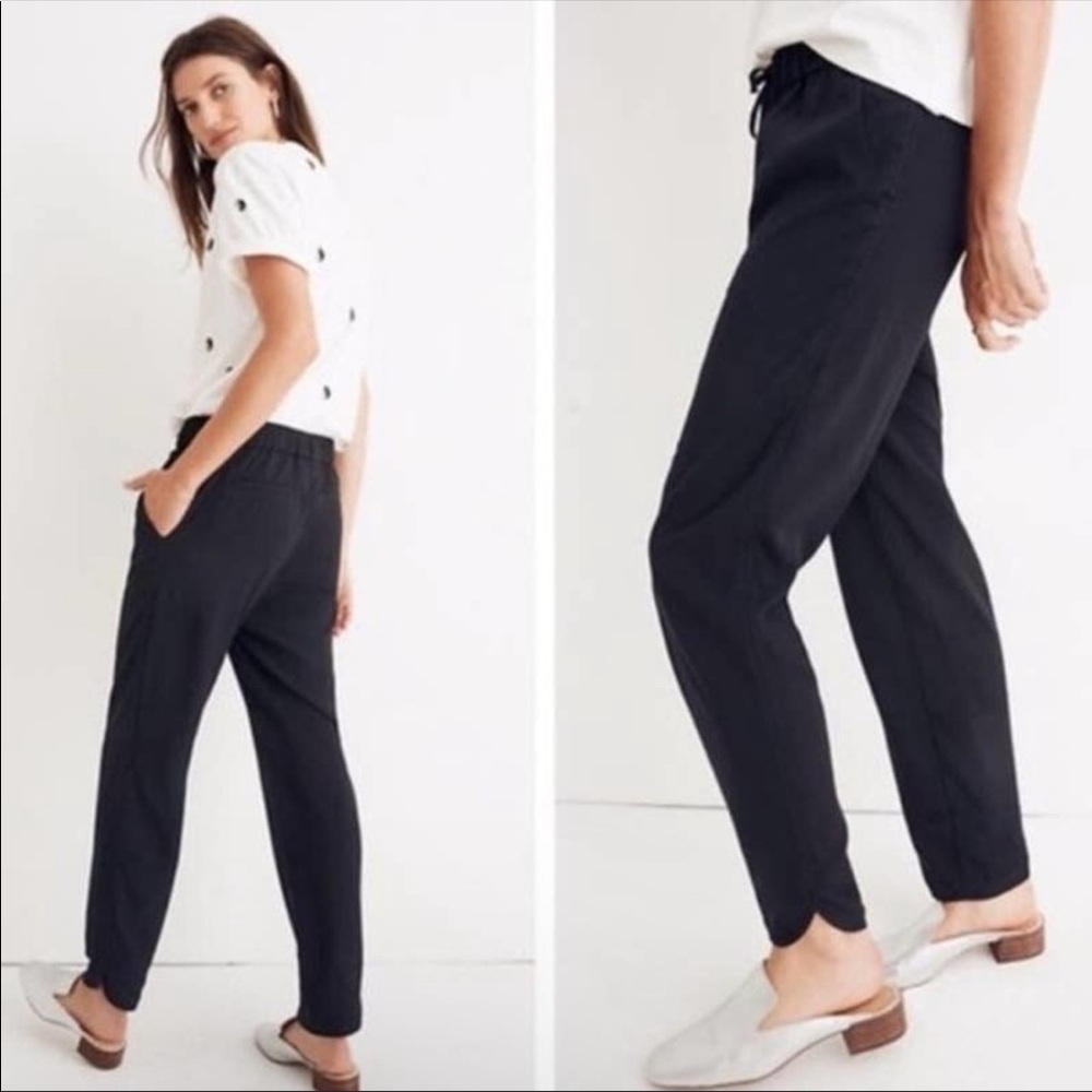 Madewell Cropped Black Track Trousers Drawstring Pants